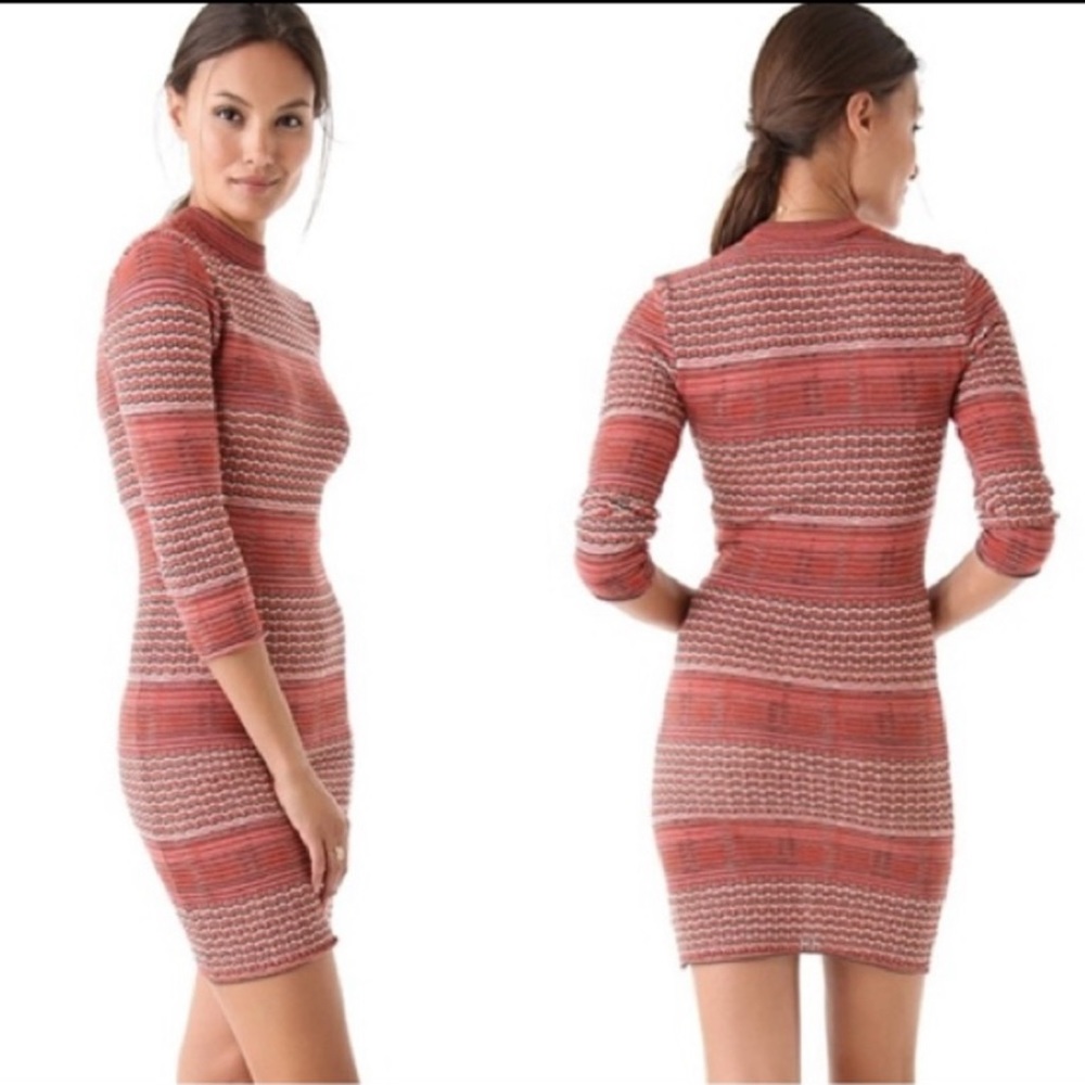 Free People Groovy Sweater Knit Dress Red Stripe